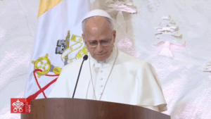 Foto: Baabda, Líbano, Encuentro con las autoridades, 30 de noviembre de 2025, Papa León XIV