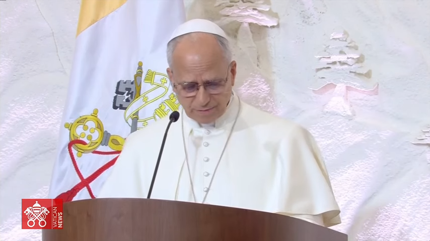 Foto: Baabda, Líbano, Encuentro con las autoridades, 30 de noviembre de 2025, Papa León XIV