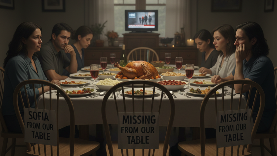 Foto: Thanksgiving sillas vacías migrantes